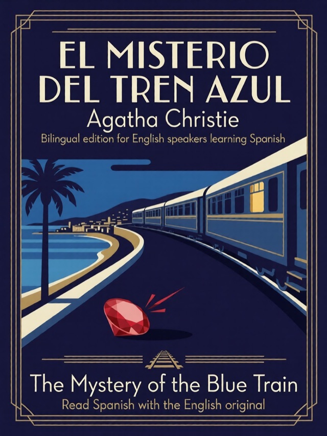 Cover of The Mystery of the Blue Train, Learn Spanish · English alongside