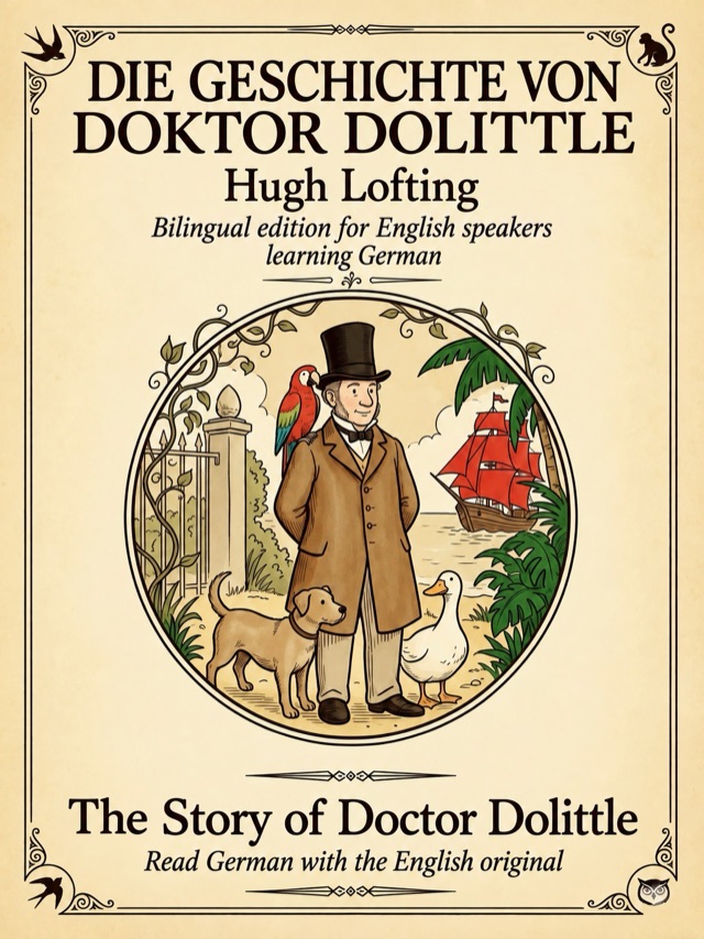 Covers of The Story of Doctor Dolittle: Learn German · English alongside; Learn French · English alongside; Learn Spanish · English alongside