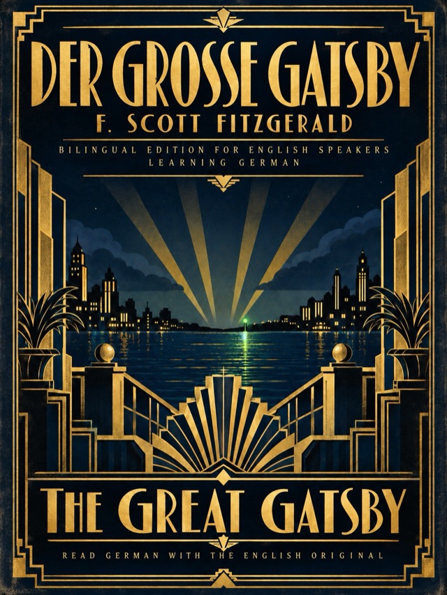 Covers of The Great Gatsby: Learn German · English alongside; Learn French · English alongside; Learn Spanish · English alongside
