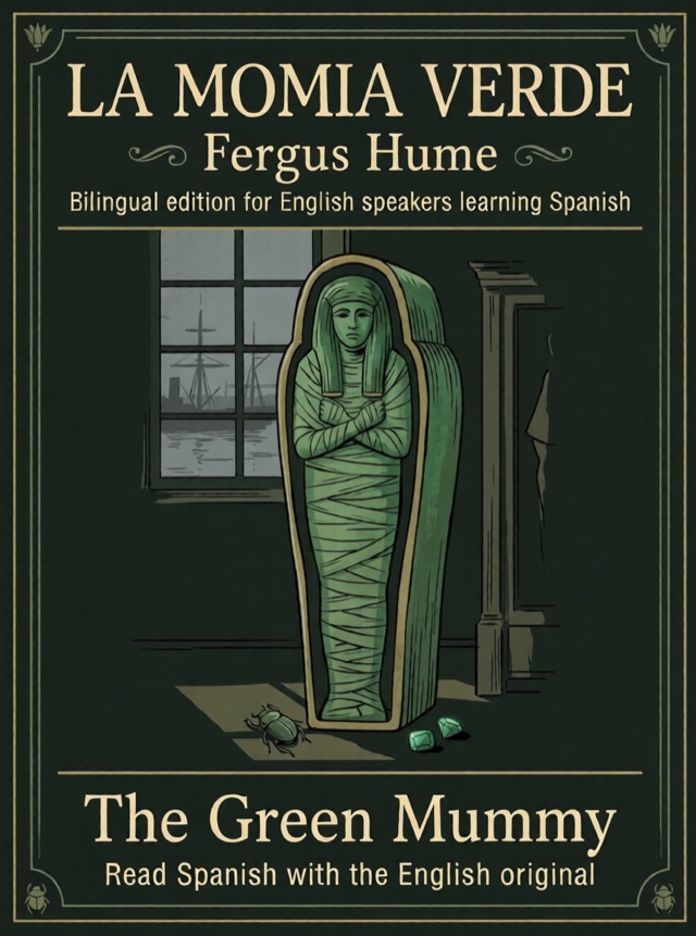 Cover of The Green Mummy, Learn Spanish · English alongside