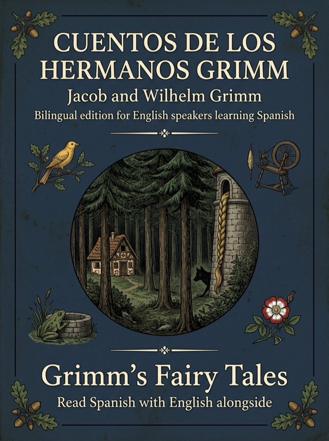 Cover of Grimm's Fairy Tales, Learn Spanish · English alongside