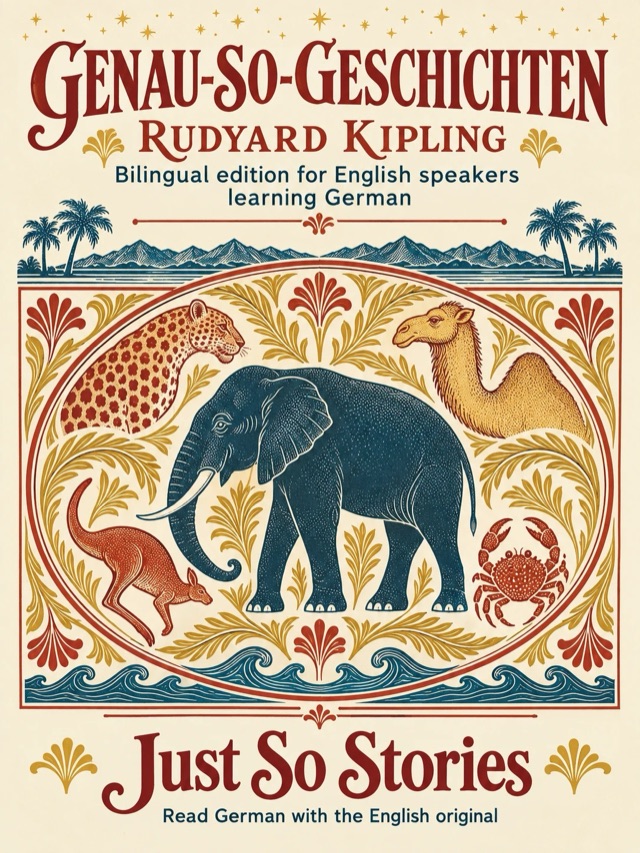 Covers of Just So Stories: Learn German · English alongside; Learn French · English alongside; Learn Spanish · English alongside