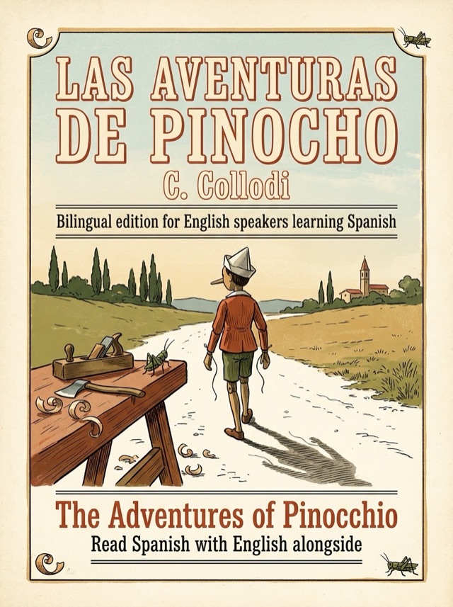 Cover of The Adventures of Pinocchio, Learn Spanish · English alongside