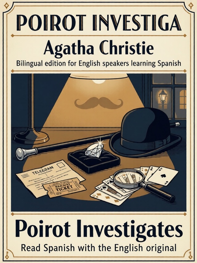 Cover of Poirot Investigates, Learn Spanish · English alongside