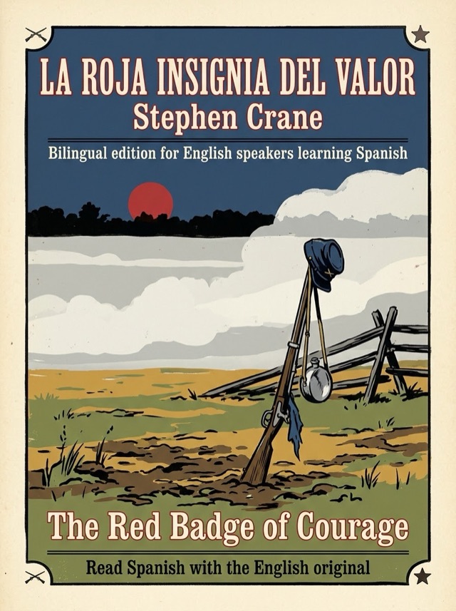 Cover of The Red Badge of Courage, Learn Spanish · English alongside