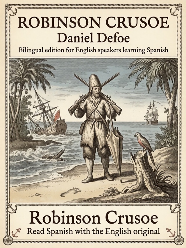 Cover of Robinson Crusoe, Learn Spanish · English alongside