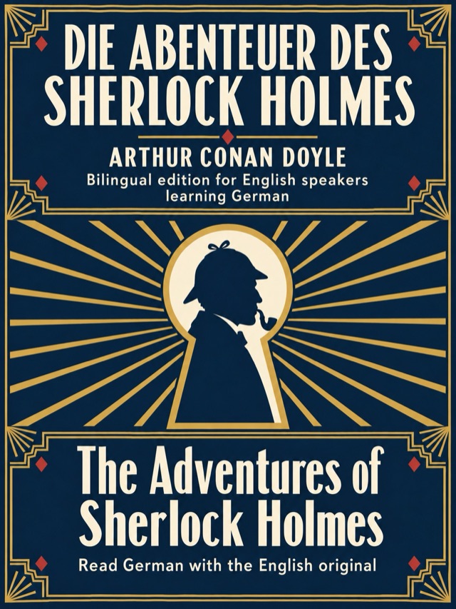 Covers of The Adventures of Sherlock Holmes: Learn German · English alongside; Learn French · English alongside; Learn Spanish · English alongside