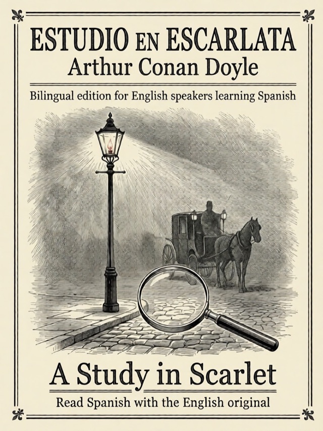 Cover of A Study in Scarlet, Learn Spanish · English alongside
