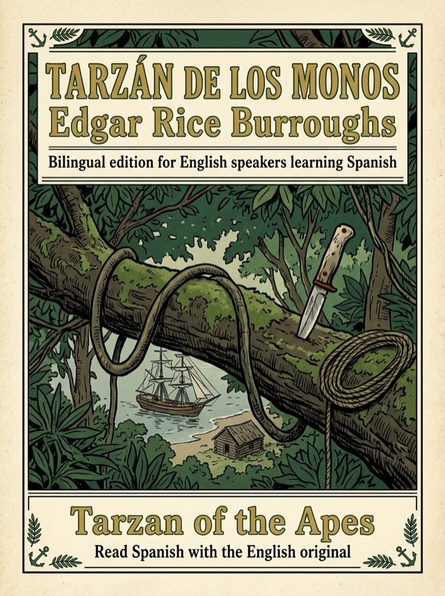 Cover of Tarzan of the Apes, Learn Spanish · English alongside