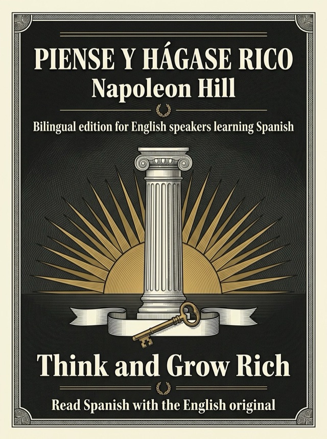 Cover of Think and Grow Rich, Learn Spanish · English alongside