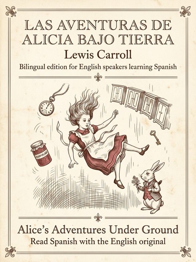 Cover of Alice's Adventures Under Ground, Learn Spanish · English alongside